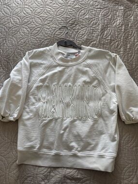 7 For All Mankind Cream Embroidered Logo Sweatshirt